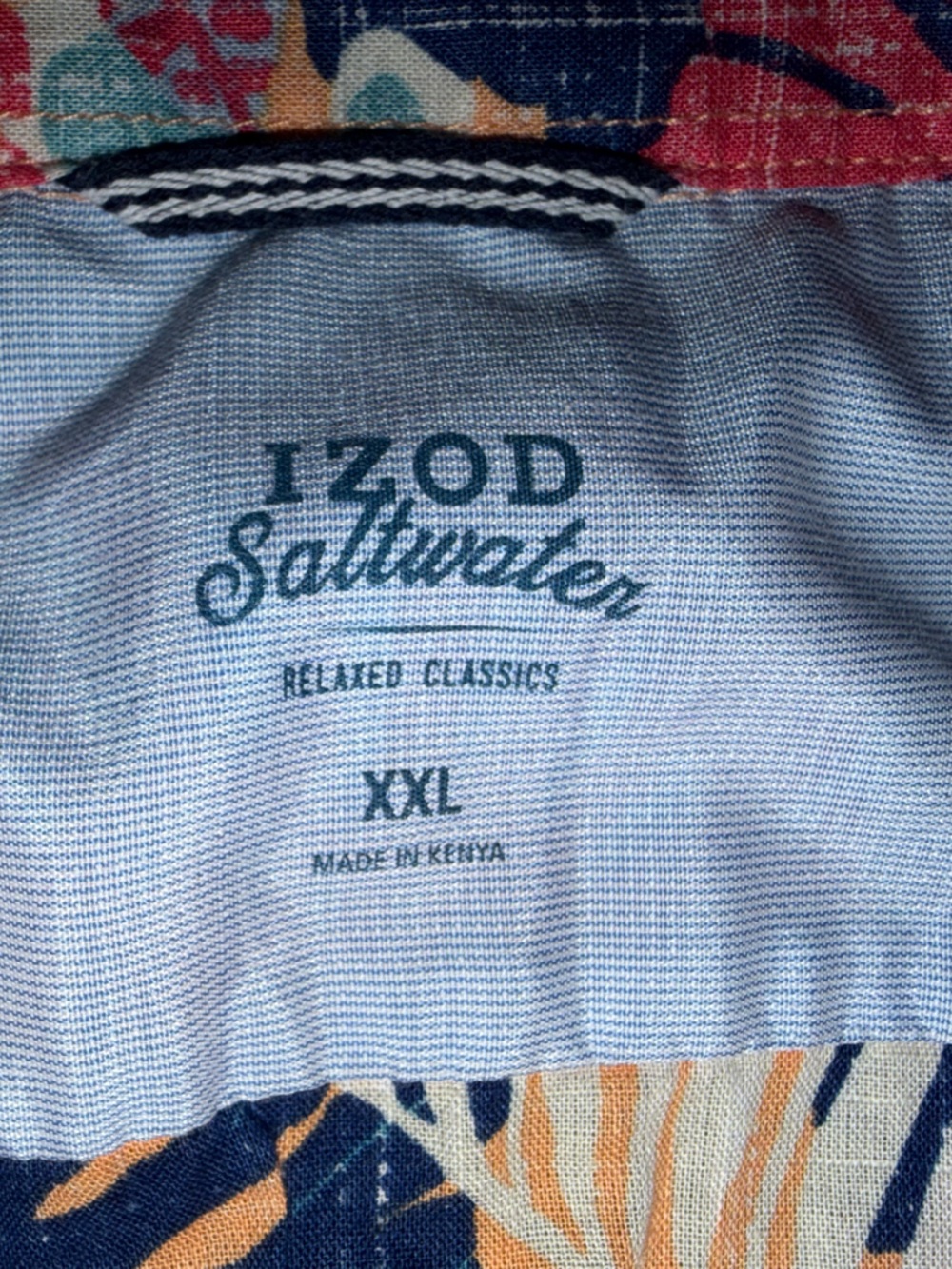 Men's size 2X‎ izod saltwater Tropical Button-Down Hawaiian shirt 100% cotton - Picture 4 of 5